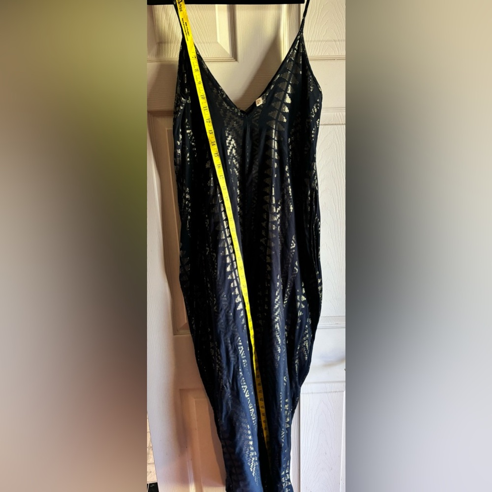 Elan navy blue metallic maxi Medium dress-NWOT